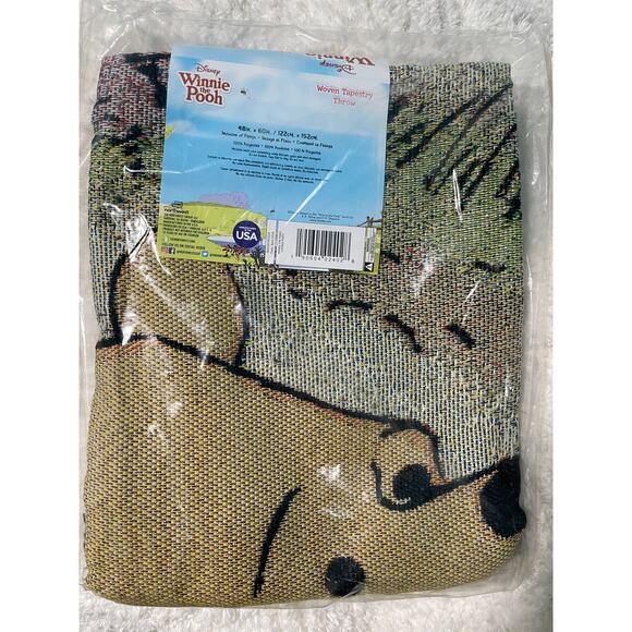 Disney Winnie The Pooh Vintage Pooh Woven Tapestry Throw Blanket NEW - Picture 6 of 7